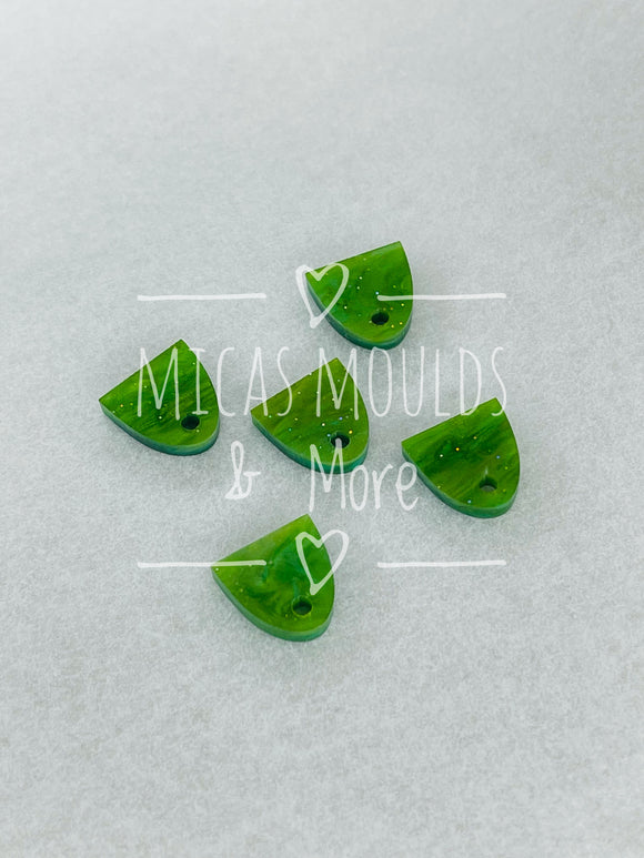 12mm Acrylic Earring Topper - Semi Oval Green Marble