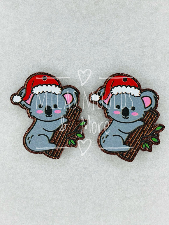 Acrylic Earring Components - Christmas Koala Bronze Glitter