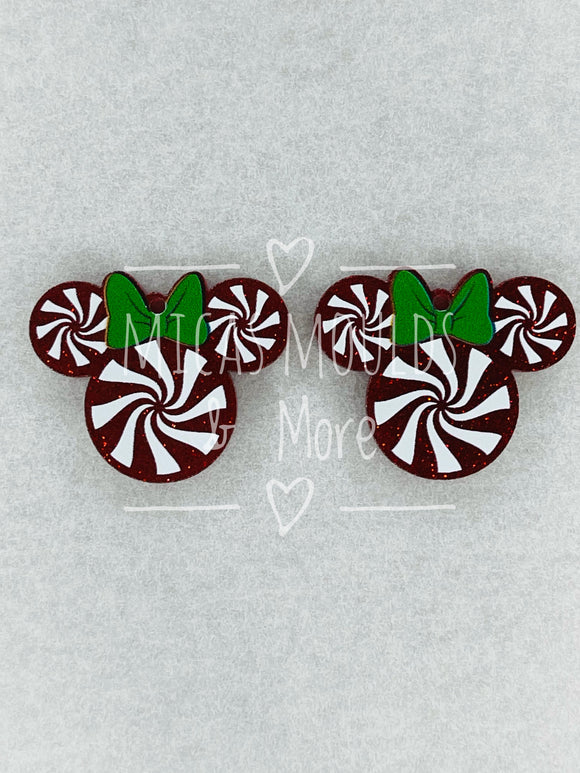 Acrylic Earring Components - Candy Cane Swirl