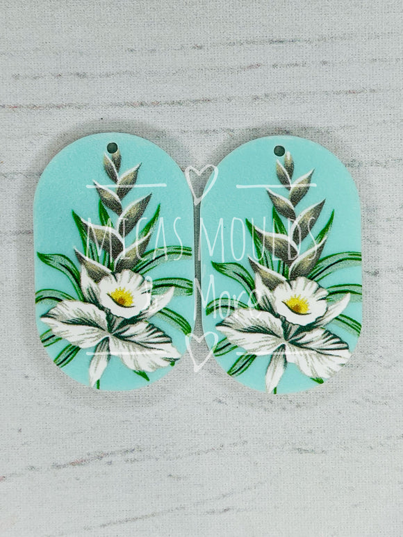 Acrylic Earring Component - White Flower